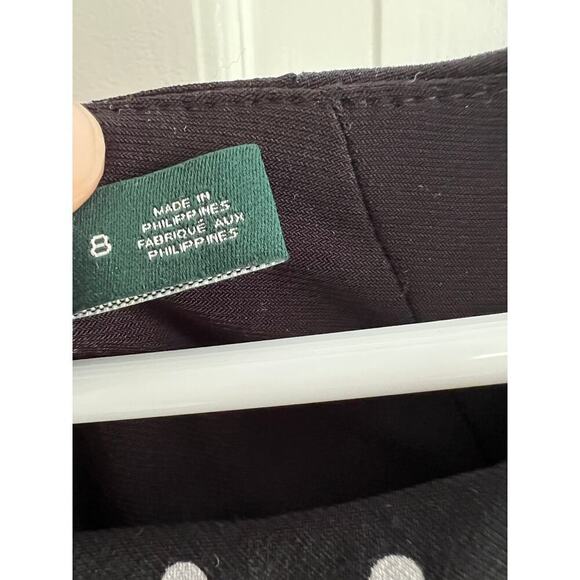 Lauren Ralph Lauren Polka Dot Ruched Midi Sheath Dress Black White Women's 8 - Picture 7 of 12